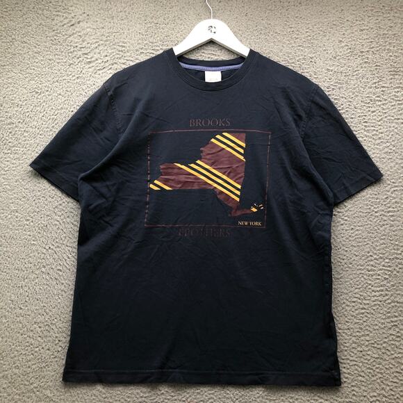 Brooks Brothers New York Map T-Shirt Mens Large Short Sleeve Graphic Navy - Picture 1 of 10